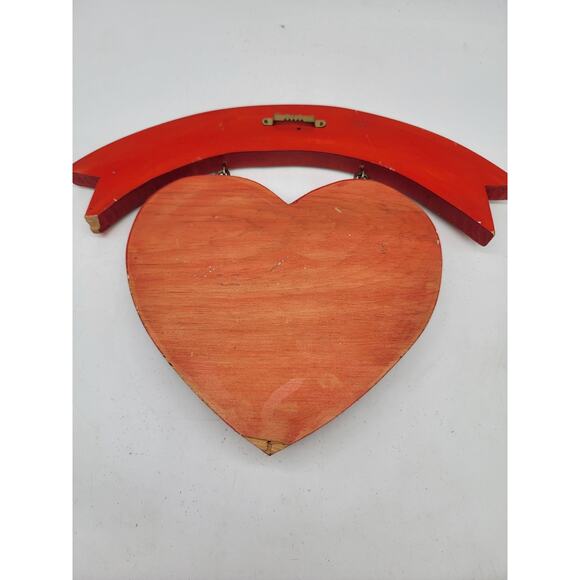 Vintage Wooden Heart Hand Painted Christmas Hanging Wall Decor - Picture 5 of 7